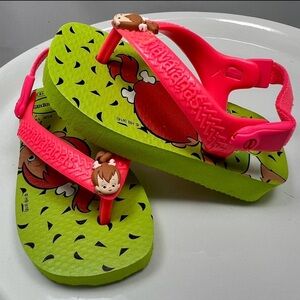 Havaianas Kids Green and Pink Flip Flops 4C